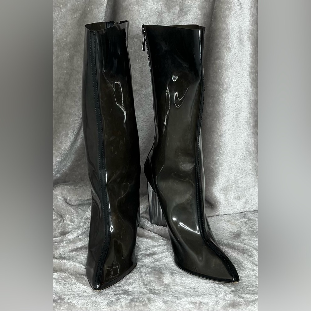 Public Desire Glossy Black Heeled Boots